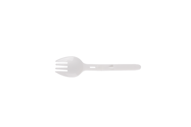 PROMPTU Plastic White Takeaway Folding Mini Location Round Spork